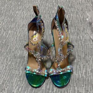 Fashion Nova Holographic Crystal Heels